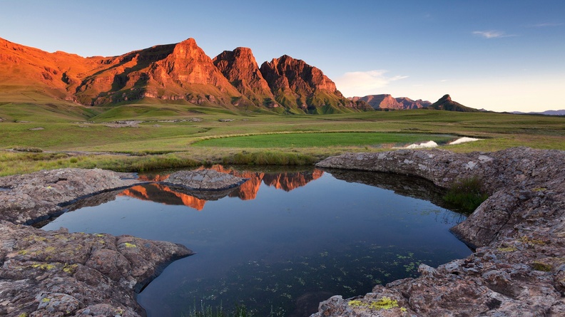 Small pond in mountian valley